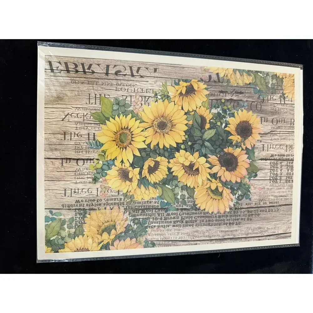 New Sealed Dress My Craft Transfer Me Sunflowers Floral Dip In Water Wood Script
